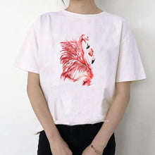Load image into Gallery viewer, Women Summer Vintage Watercolor Flamingo Animal Printed T-shirt