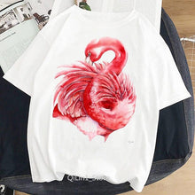 Load image into Gallery viewer, Women Summer Vintage Watercolor Flamingo Animal Printed T-shirt