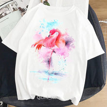 Load image into Gallery viewer, Women Summer Vintage Watercolor Flamingo Animal Printed T-shirt