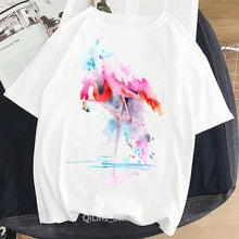 Load image into Gallery viewer, Women Summer Vintage Watercolor Flamingo Animal Printed T-shirt