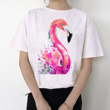 Load image into Gallery viewer, Women Summer Vintage Watercolor Flamingo Animal Printed T-shirt