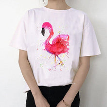 Load image into Gallery viewer, Women Summer Vintage Watercolor Flamingo Animal Printed T-shirt