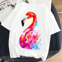 Load image into Gallery viewer, Women Summer Vintage Watercolor Flamingo Animal Printed T-shirt