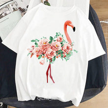 Load image into Gallery viewer, Women Summer Vintage Watercolor Flamingo Animal Printed T-shirt