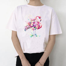 Load image into Gallery viewer, Women Summer Vintage Watercolor Flamingo Animal Printed T-shirt