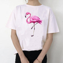 Load image into Gallery viewer, Women Summer Vintage Watercolor Flamingo Animal Printed T-shirt