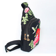 Load image into Gallery viewer, Women Chest Bag Tibetan Ethnic Style Hand Embroidery Pretty Flowers Casual Canvas Travel Shoulder Crossbody Bag