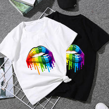Load image into Gallery viewer, Summer Casual Sexy Color Lip Gloss Short-Sleeved Fashion Round Neck Cotton T-shirt