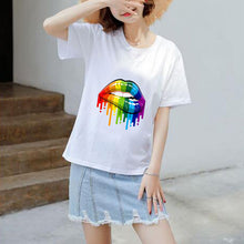 Load image into Gallery viewer, Summer Casual Sexy Color Lip Gloss Short-Sleeved Fashion Round Neck Cotton T-shirt