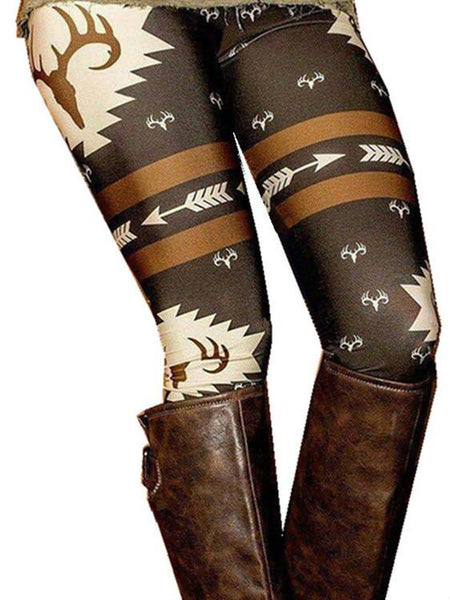 Spring and Autumn hot sale deer head Christmas camouflage printing Europe and the United States outdoor high-elastic legging trousers women