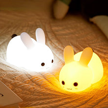 Load image into Gallery viewer, Touch Rabbit Night Lights Silicone Dimmable USB Rechargeable Lamps for Children Baby Gifts Cartoon Cute Animal Bunny Night Lamp