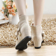 Load image into Gallery viewer, Ankle Metal Butterfly Knot Heel Increasing Slip On Boots