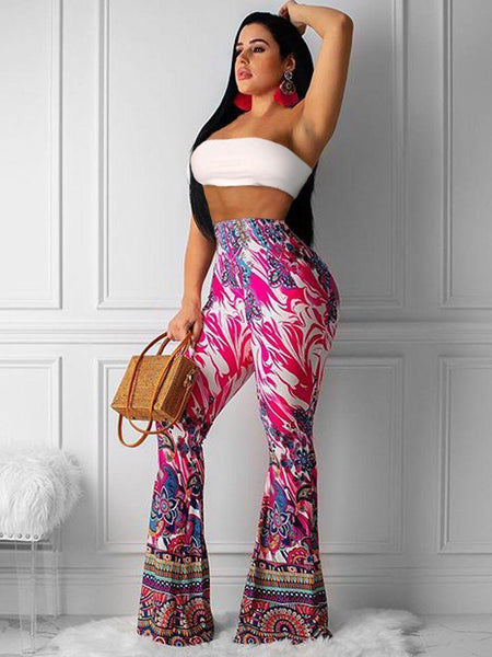 Fashion Pattern Printed Women's Bootcut Pants