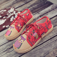 Load image into Gallery viewer, Pattern Owl Cute Colorful Cloth Lace Up Shoes