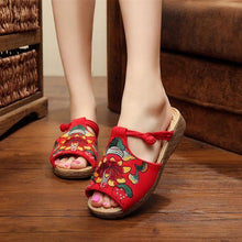 Load image into Gallery viewer, Embroidery Pattern National Wind Hollow Out Slip On Flat Sandals