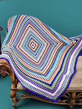 Load image into Gallery viewer, Color Striped Handmade Crochet Blanket Woven Cotton Thread Retro Pastoral Style Mat