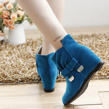 Load image into Gallery viewer, Ankle Metal Butterfly Knot Heel Increasing Slip On Boots