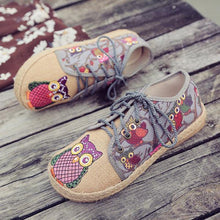 Load image into Gallery viewer, Pattern Owl Cute Colorful Cloth Lace Up Shoes