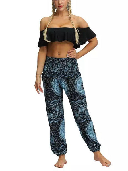 Printed loose leg bloomers women's sports yoga pants