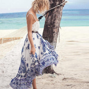 Bohemian Tribal Floral Skirt Knee Lengt Summer Beach Long Casual Skirt