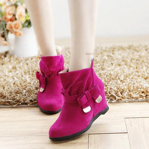 Ankle Metal Butterfly Knot Heel Increasing Slip On Boots