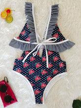 Load image into Gallery viewer, V-neck Bandage Sexy Floral One Piece Swimwear