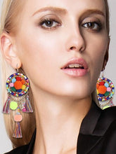 Load image into Gallery viewer, Ethnic Bohemia Dangle Pompom Shell Beads Silk Long Tassel Earrings