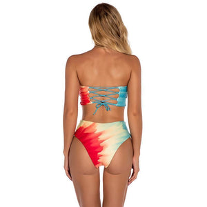 Sexy Tube Top High Waist Split Swimsuit Bikini