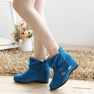 Ankle Metal Butterfly Knot Heel Increasing Slip On Boots