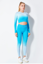 Load image into Gallery viewer, Yoga suit long sleeve suit women's seamless gradient fitness suit sports suit