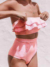Load image into Gallery viewer, Bikini swimsuit, striped lotus leaf split bikini female European and American sexy swimsuit