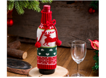 Load image into Gallery viewer, Fur ball bow wine bottle set Elk Elder Snowman Knitted Wine Set Decoration Gift Decoration