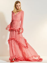 Load image into Gallery viewer, Ankle Length  lace deep V-neck dress dragging evening dress