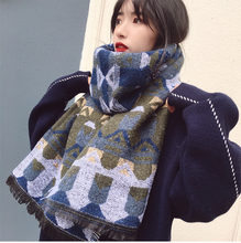 Load image into Gallery viewer, New Geometric Aesthetic Design Scarf Women&#39;s Winter Thickened Super Large Warm Travel Shawl Dual-purpose Autumn Gift