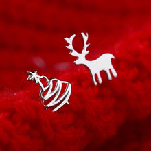 Load image into Gallery viewer, Cute Deer Christmas Tree Sliver Color Stud Earrings