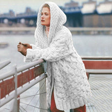 Load image into Gallery viewer, Cardigan Women&#39;s Hemp Knitting Thickened Versatile Hooded Sweater Cardigan