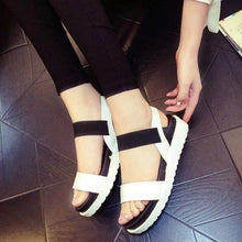 Load image into Gallery viewer, Pure Color Peep Toe Color Match Slip On Elastice Flat Sandals