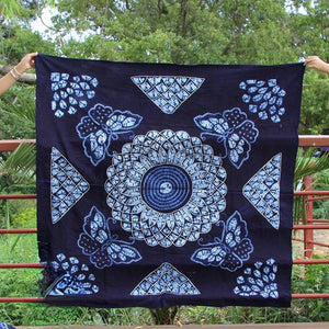 Tie Dyed TableCloth Handmade Blue Dyed Fabric Bed Sheet Ethnic Style Square Row Fish TableCloth