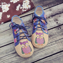 Load image into Gallery viewer, Pattern Owl Cute Colorful Cloth Lace Up Shoes