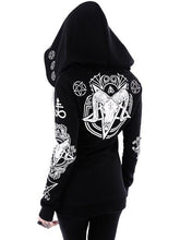 Load image into Gallery viewer, Women Plus Size Coat Punk Gothic Print Hooded Hipster Goth Dark Hoodies