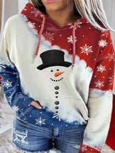 Load image into Gallery viewer, Women&#39;s Snowman Contrast Color Long Sleeve Tie-Dye Hoodie