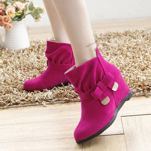 Ankle Metal Butterfly Knot Heel Increasing Slip On Boots