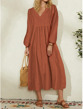 Load image into Gallery viewer, Fashion women&#39;s cotton loose Lantern Sleeve Dress