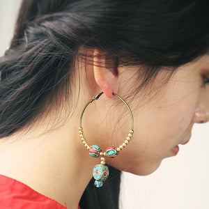 Original Ethnic Style Earrings Nepal Earrings Tibetan Earrings Large Circle Female Earrings Vintage Earrings