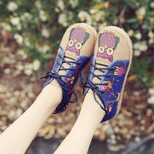 Load image into Gallery viewer, Pattern Owl Cute Colorful Cloth Lace Up Shoes