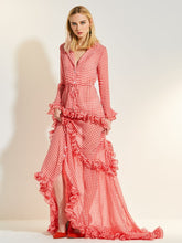 Load image into Gallery viewer, Ankle Length  lace deep V-neck dress dragging evening dress