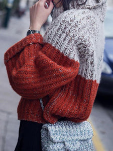 Casual Split-Joint High Neck Sweater