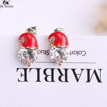 Load image into Gallery viewer, Christmas Earrings Inlaid with Zircon Christmas Party Santa Claus Studs