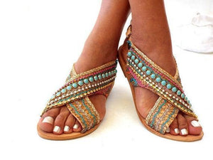 Ethnic Style Flat Large Size Sandals