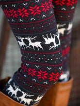 Load image into Gallery viewer, Black Snowflakes Elk Christmas Warm Leggings